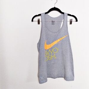 Nike Dri Fit Swoosh Gray and Orange Muscle Graphic Tank Top Size Medium